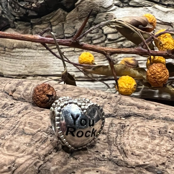 Authentic Chamilia Charm-Heart Bead You Rock Sterling Silver - Picture 2 of 5